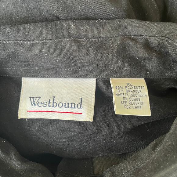 Vintage Y2K Black Faux Suede Brass Button Snap Front Blouse Size XL - Picture 4 of 4